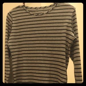 black and white striped women’s long sleeved top
